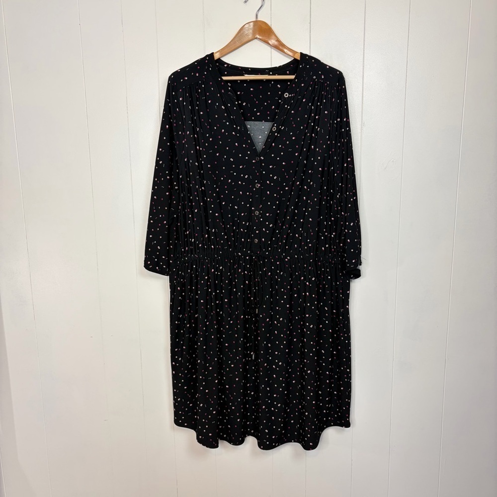 Penningtons Navy Blue 3/4 Sleeves Knee Length Polka Dot Dress Stretchy Size 3X - Picture 3 of 14